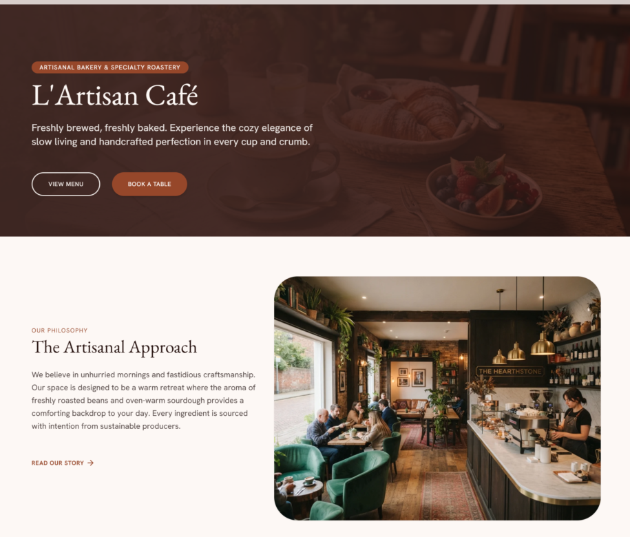 L'Artisan Cafe website project