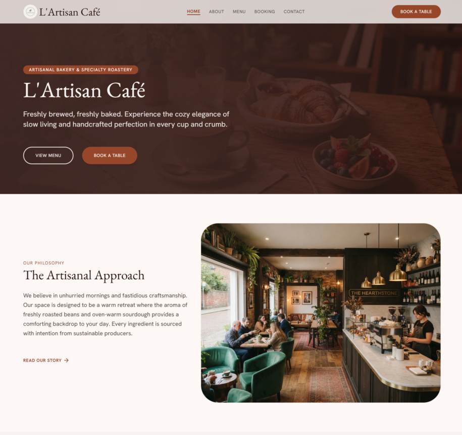 L'Artisan Cafe website project