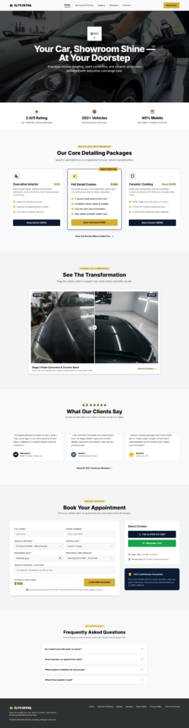 Elite Detail car detailing website project