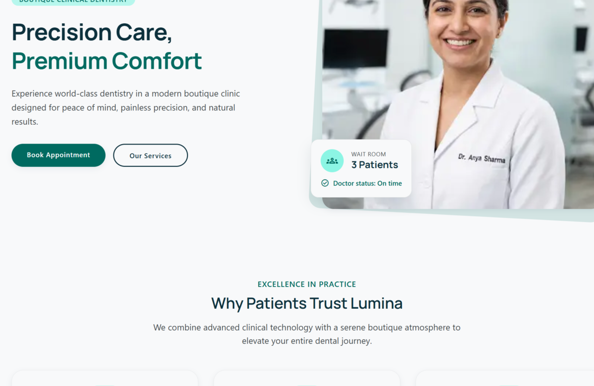Lumina Dental clinic website project