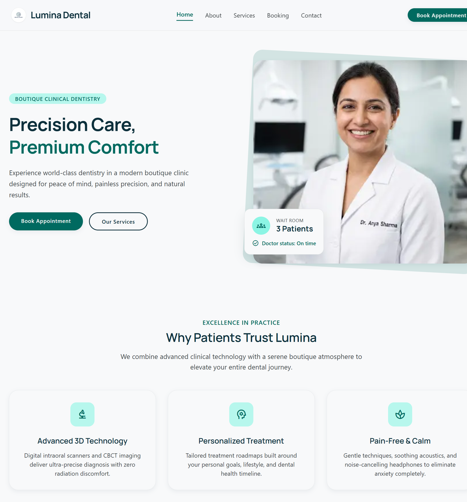 Lumina Dental clinic website project