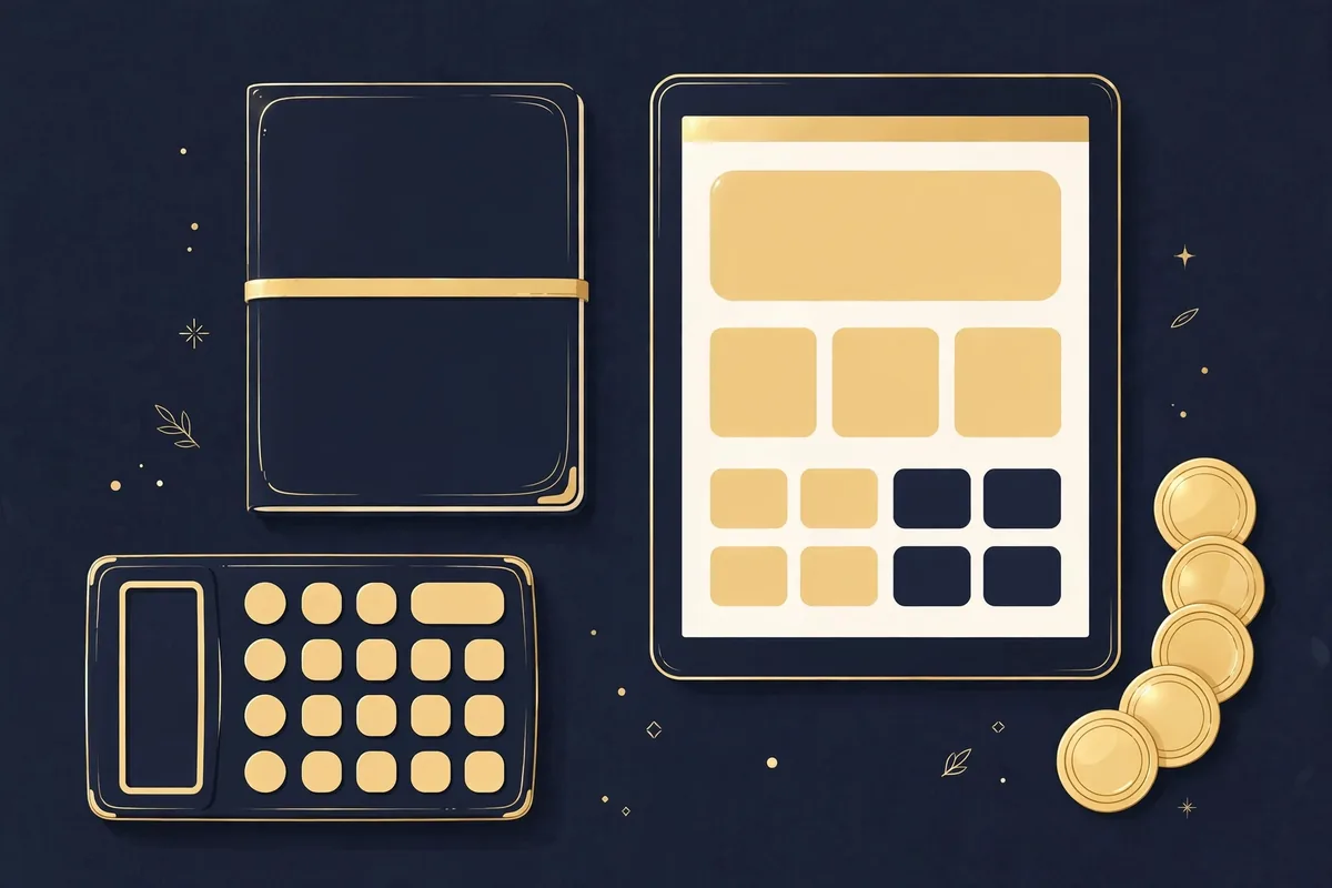 Calculator and notebook representing hidden website costs and budgeting